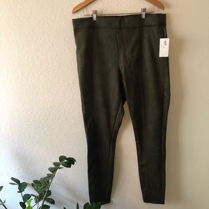 High-rise faux-suede ponte pants